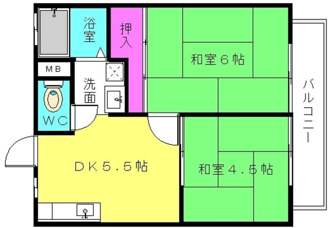 グリーンハイツ(2DK/2階)の間取り写真