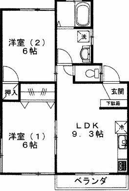 ＪＲ横浜線 中山駅(神奈川) 徒歩9分 2階建 築39年(2LDK/2階)の間取り写真