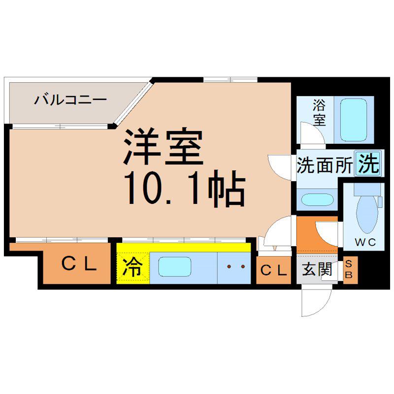 SPACE CUBE HONJIN(1K/1階)の間取り写真