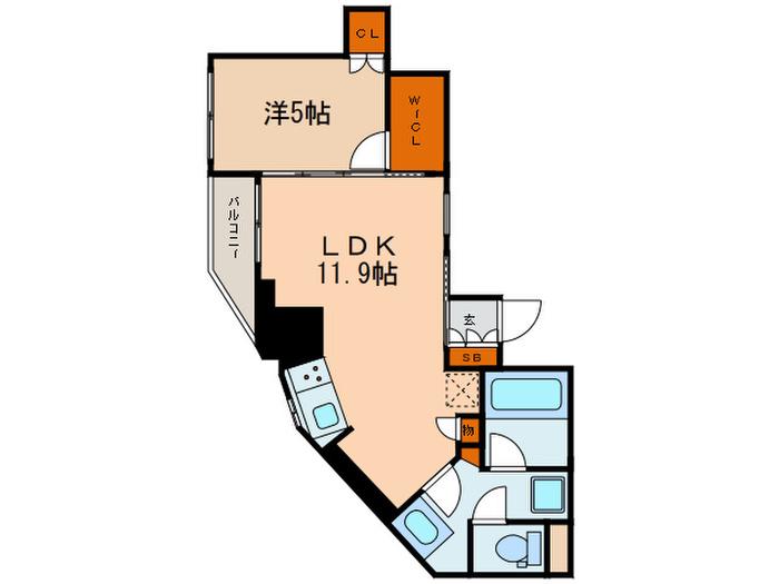 ブランズ市谷田町(1LDK/13階)の間取り写真