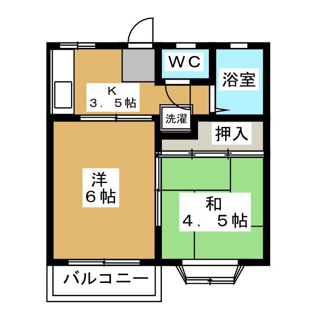 グリーンハイツ末広(2K/2階)の間取り写真