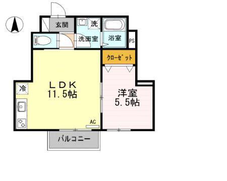 グレイスコート(1LDK/1階)の間取り写真