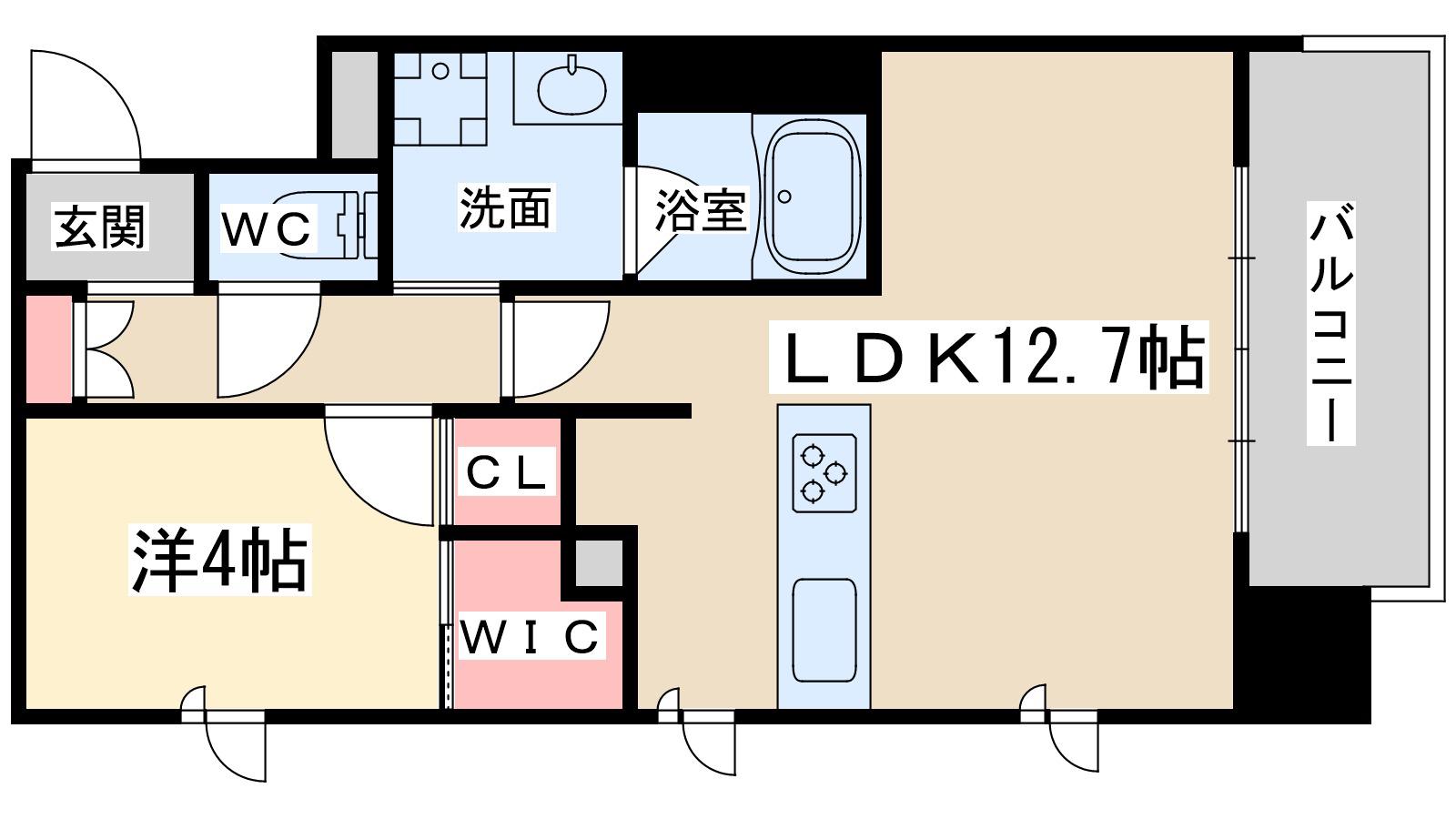 シーズンフラッツ中崎(1LDK/13階)の間取り写真