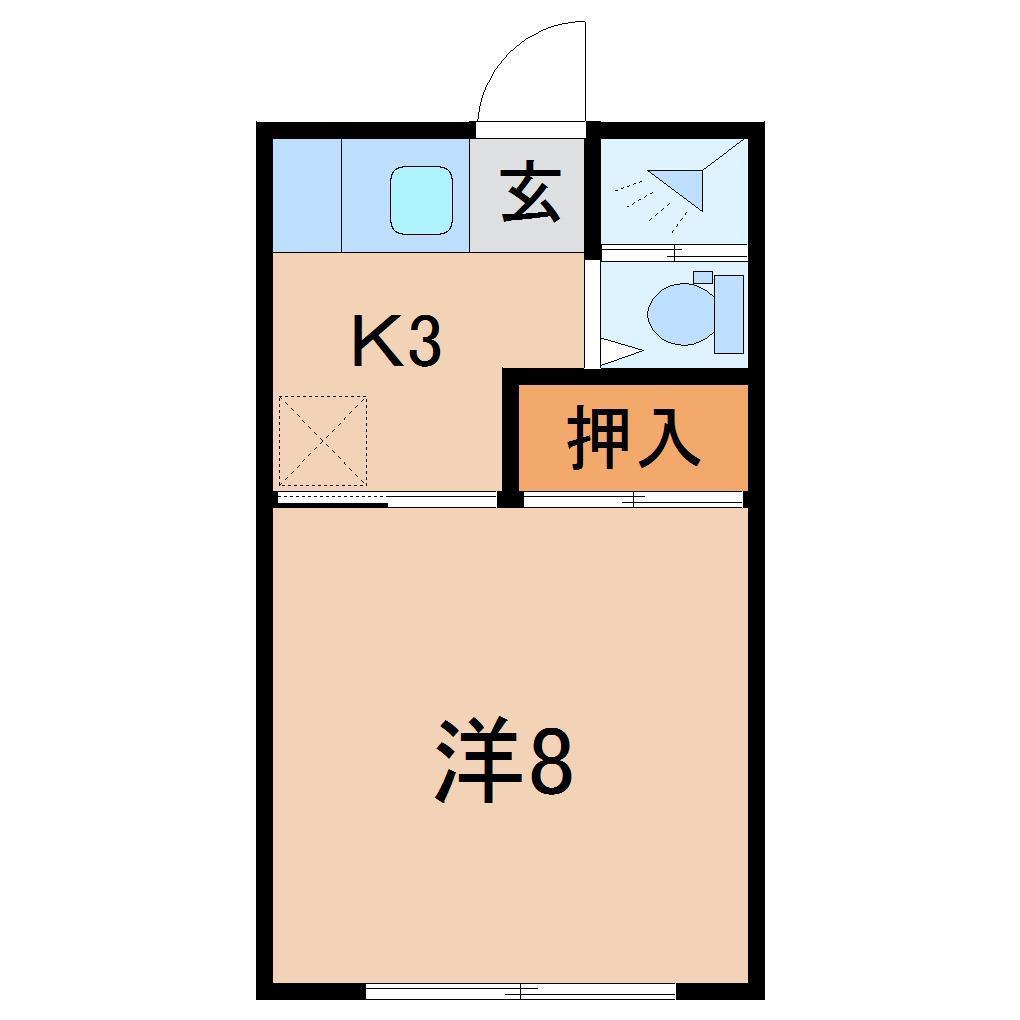 南福島ハイツA(1K/2階)の間取り写真