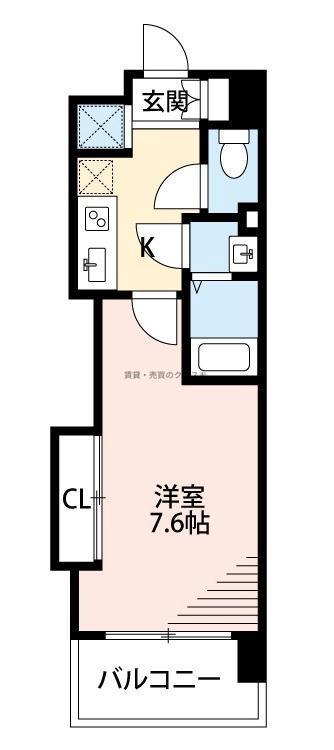 LUXE難波西III(1K/11階)の間取り写真