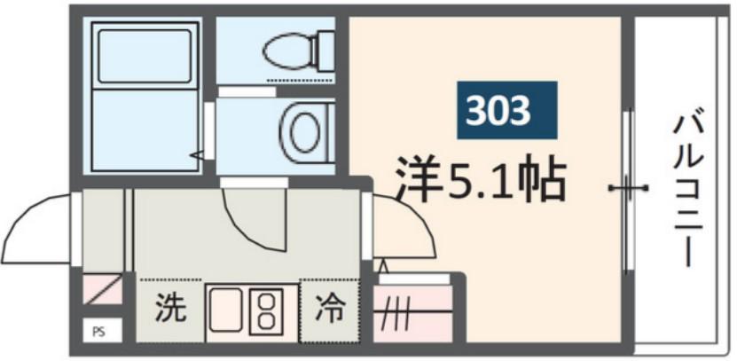 メルディア保土ヶ谷II(1K/3階)の間取り写真
