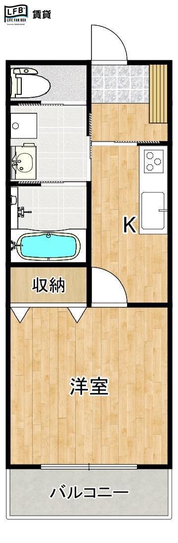 ライトステイツ宇部笹山町(1K/2階)の間取り写真