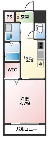ソラテリエ春木(1K/11階)の間取り写真