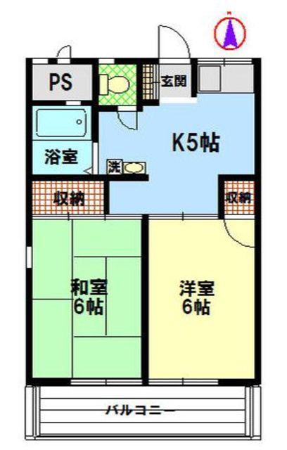 カーサ斉藤B(2K/1階)の間取り写真