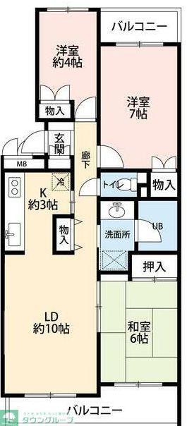グランドコート林間(3LDK/2階)の間取り写真