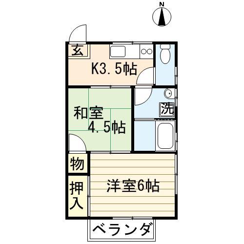 第1すみれ荘(2K/2階)の間取り写真