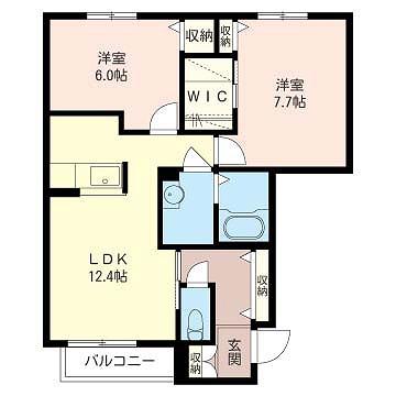 アルベアール パセオ A(2LDK/1階)の間取り写真