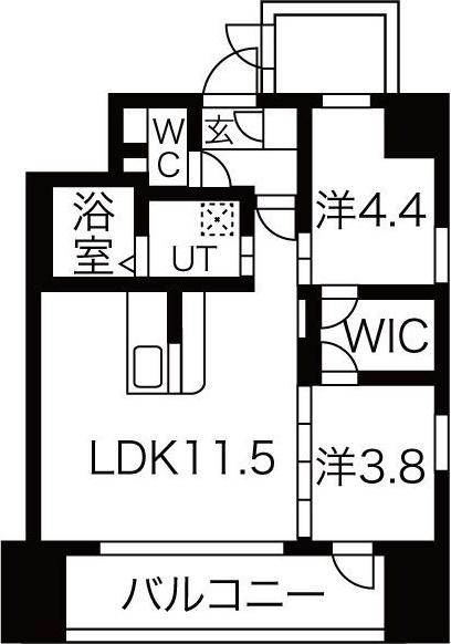 GIOIAALTIRI(2LDK/3階)の間取り写真