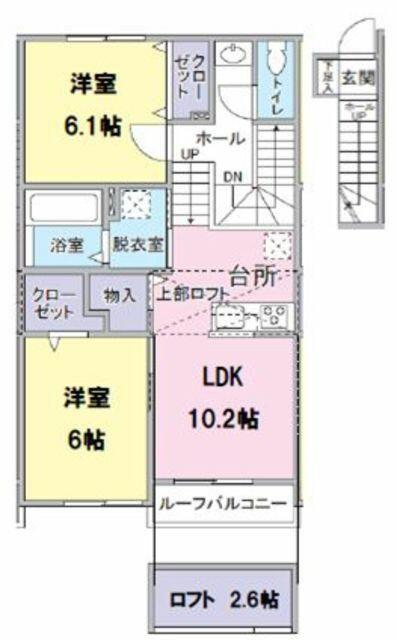 FRESCA弥生台B(2LDK/2階)の間取り写真