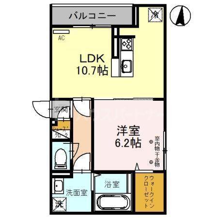 レイク・エスポワ(1LDK/3階)の間取り写真