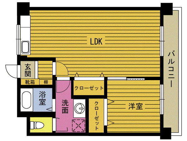 コーポあべ(1LDK/3階)の間取り写真