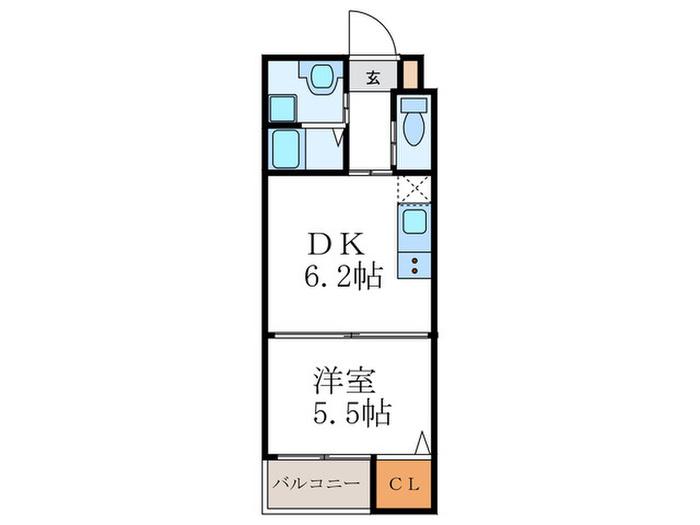 RHINO FLATS(1DK/2階)の間取り写真