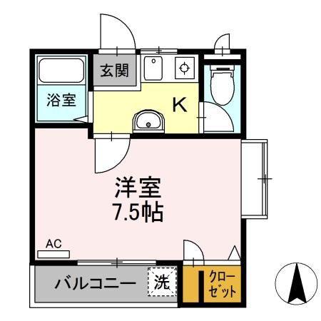 コスモ花園ハイツ(1K/2階)の間取り写真