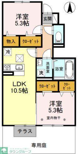 メゾンボヌール(2LDK/1階)の間取り写真