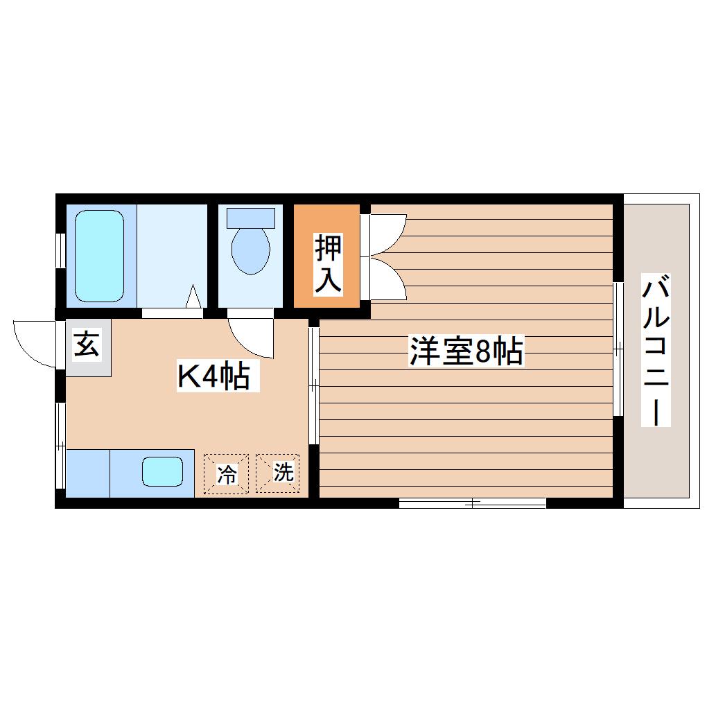メーゾン台原(1K/1階)の間取り写真