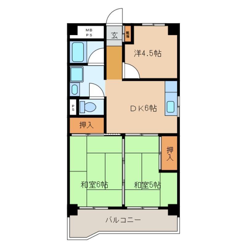 ルミウス旭町(2LDK/5階)の間取り写真