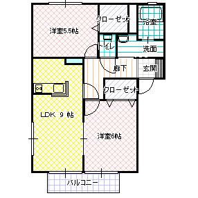 ファミーリェ I(2LDK/2階)の間取り写真