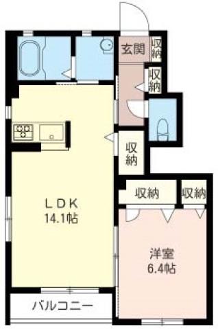 カーサ ストラーダ(1LDK/1階)の間取り写真