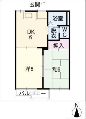 ハイツあすなろ(2DK/1階)の間取り写真