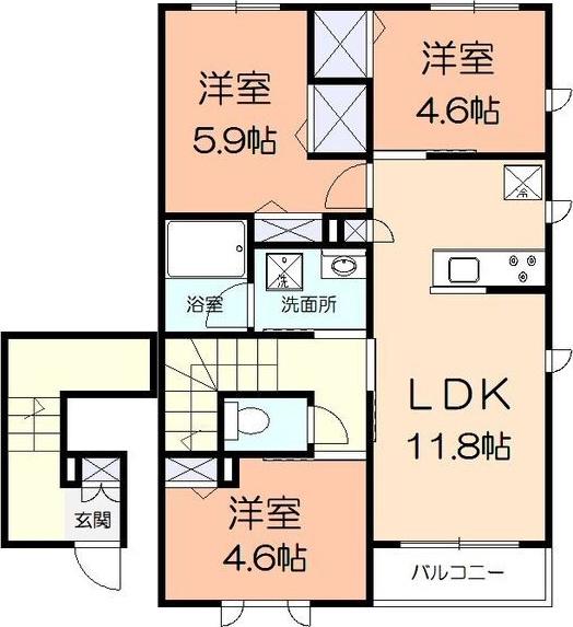 グリーン リーブスII(3LDK/2階)の間取り写真
