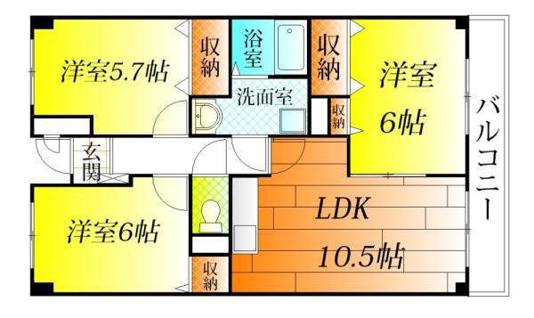 ナハトムジーク(3LDK/1階)の間取り写真
