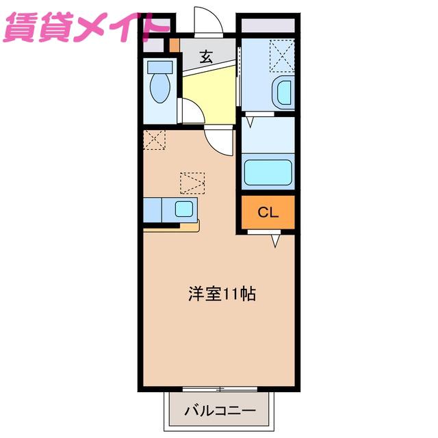 川崎ヒルズII(ワンルーム/1階)の間取り写真