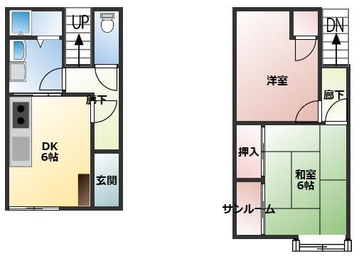 ペパーミントハウス(2DK/1階)の間取り写真