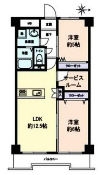 グランドシティ大宮ウエストタワー(2SLDK/1階)の間取り写真