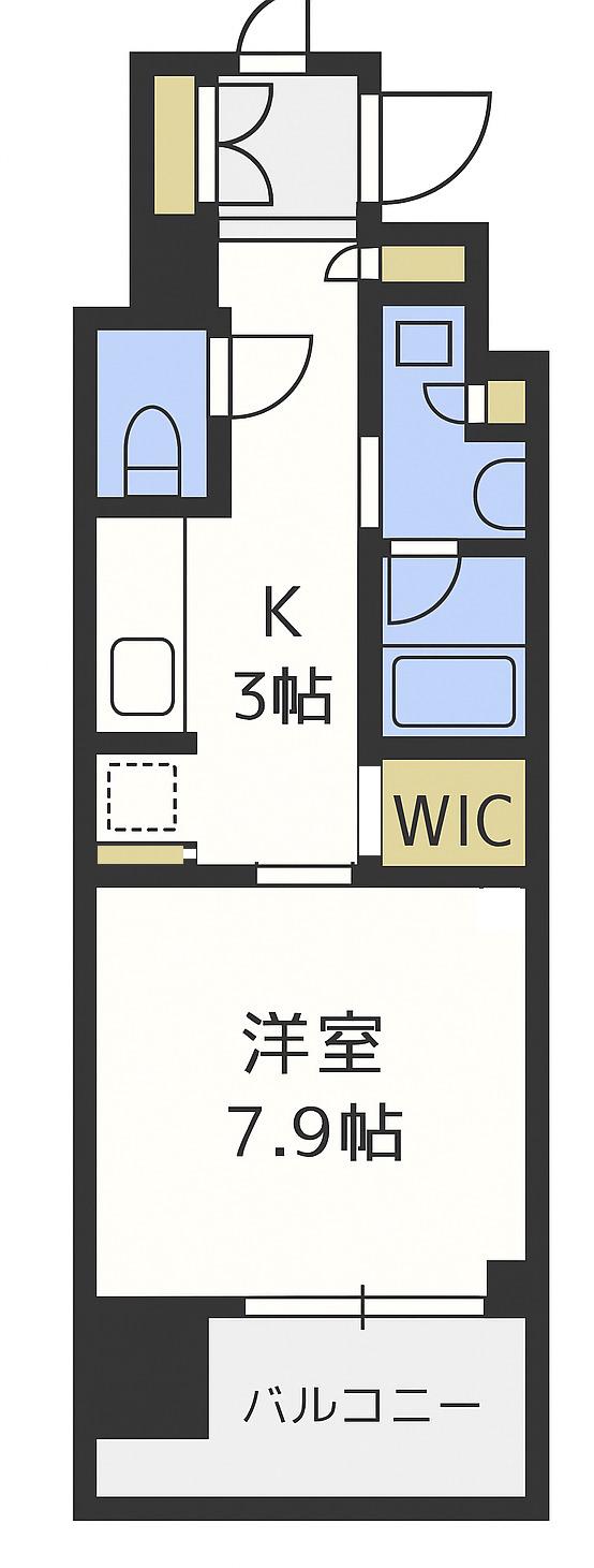 パークアクシス うつぼ公園(1K/11階)の間取り写真