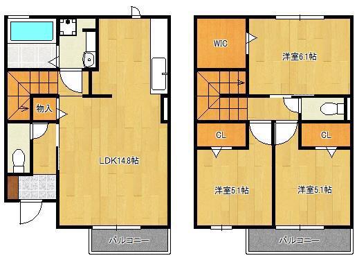 D-ROOM守恒 B棟(3LDK/1階)の間取り写真