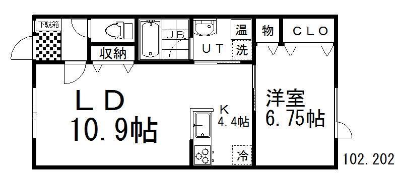 BLANCA(1LDK/2階)の間取り写真