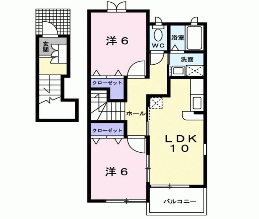 アニメート・パル(2LDK/2階)の間取り写真