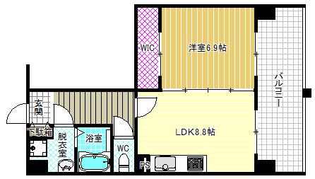 ビバーチェ鷺洲(1LDK/9階)の間取り写真