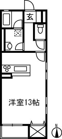 KプレイスII(ワンルーム/2階)の間取り写真
