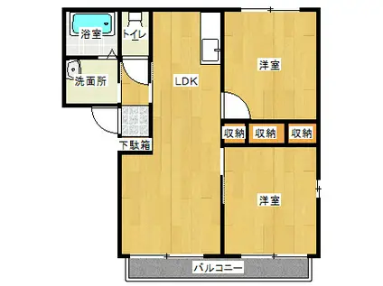 シャーメゾン大橋D棟(2LDK/1階)の間取り写真