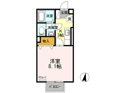 ハイセレールSE雅B(1K/2階)の間取り写真