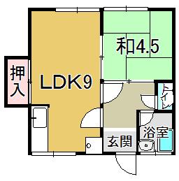 山田アパートA(1LDK/2階)の間取り写真