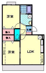 セジュール石観音(2LDK/1階)の間取り写真