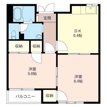 パレスパークサイド 大宮 A(2DK/2階)の間取り写真