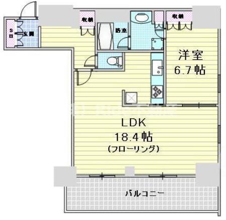 リバーサイドタワー中之島(1LDK/18階)の間取り写真
