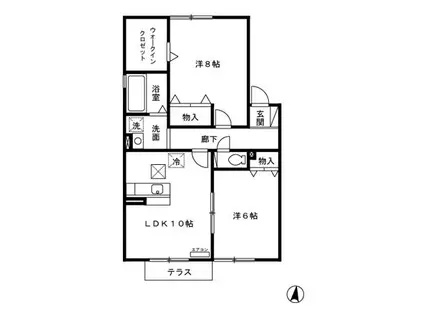 セジュールRAYA(2LDK/1階)の間取り写真