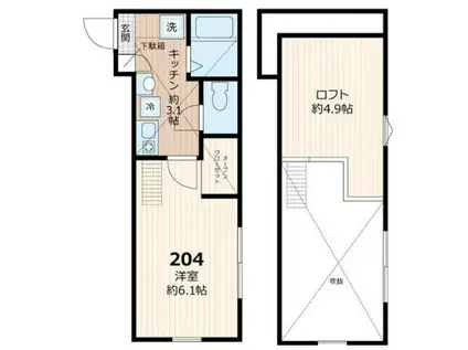 パピヨンIII(1K/2階)の間取り写真