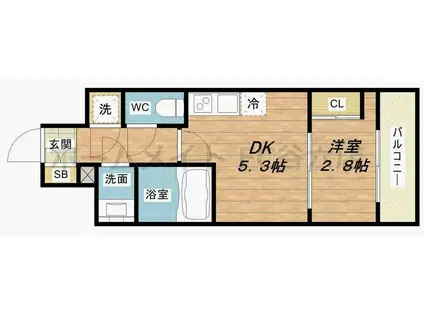 SERENITE本町REFLET(1DK/9階)の間取り写真