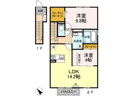 エクレール瑞穂(2LDK/2階)の間取り写真