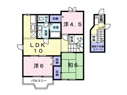 ポワンドゥ花梨II(3LDK/2階)の間取り写真